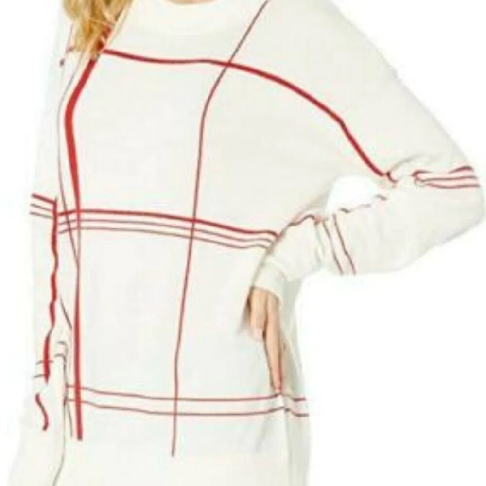 Equipment Wool Cashmere Sweater Womens Large White Oversized Crew Neck Red Cozy - Picture 9 of 11